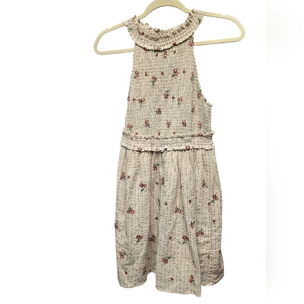 TAYLOR & SAGE Smocked Embroidered Floral Halter Dress Sz. Small